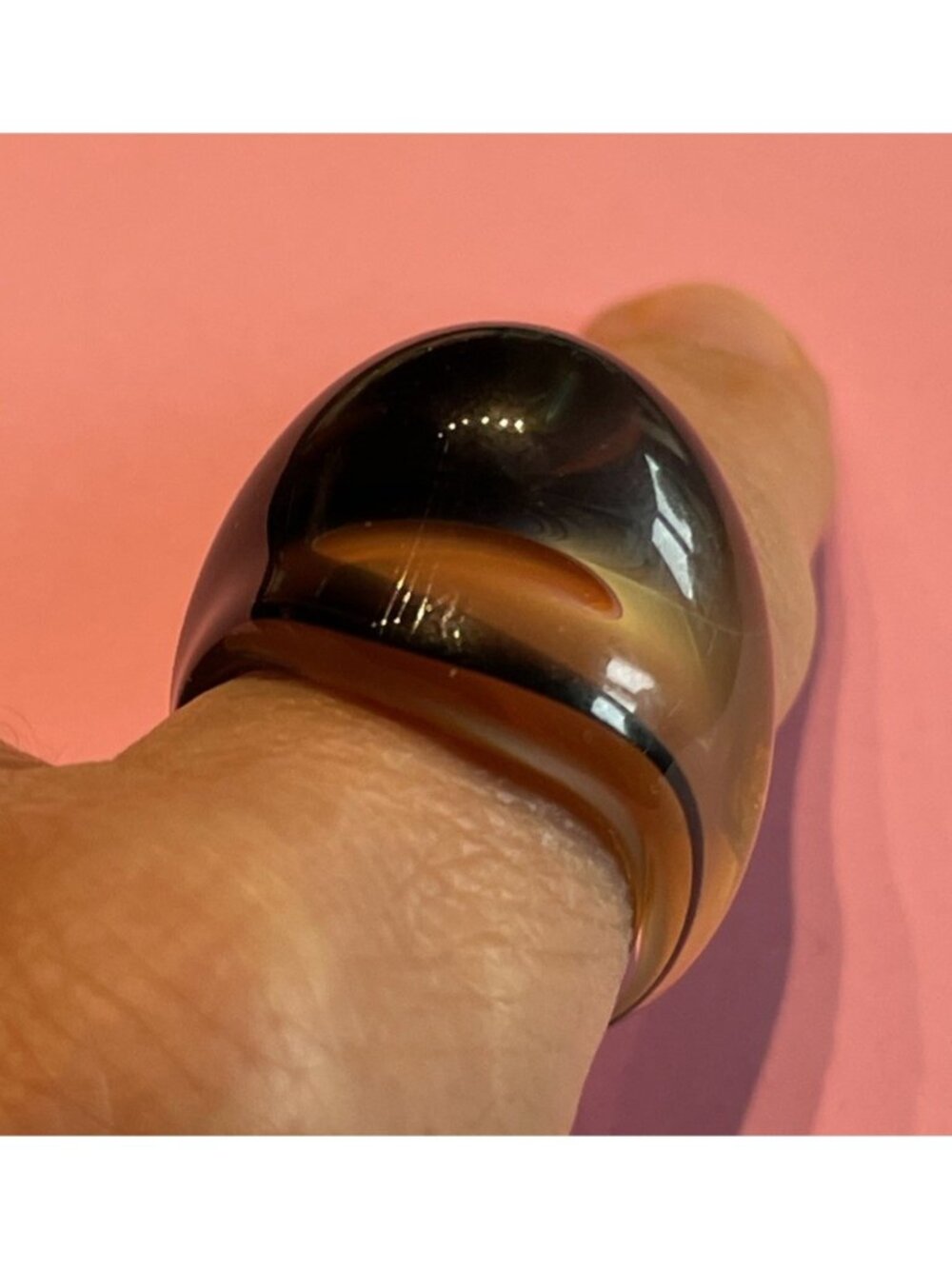 Unique Blown Glass Ring Artisan Domed Shape Size 7.5 Multi Color Statement Piece